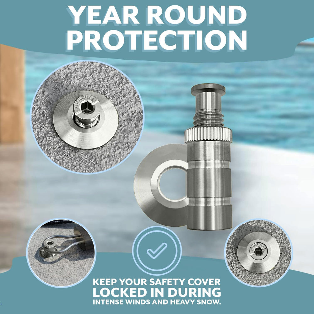 Poolzilla anchor next to coin for scale showing compact design
