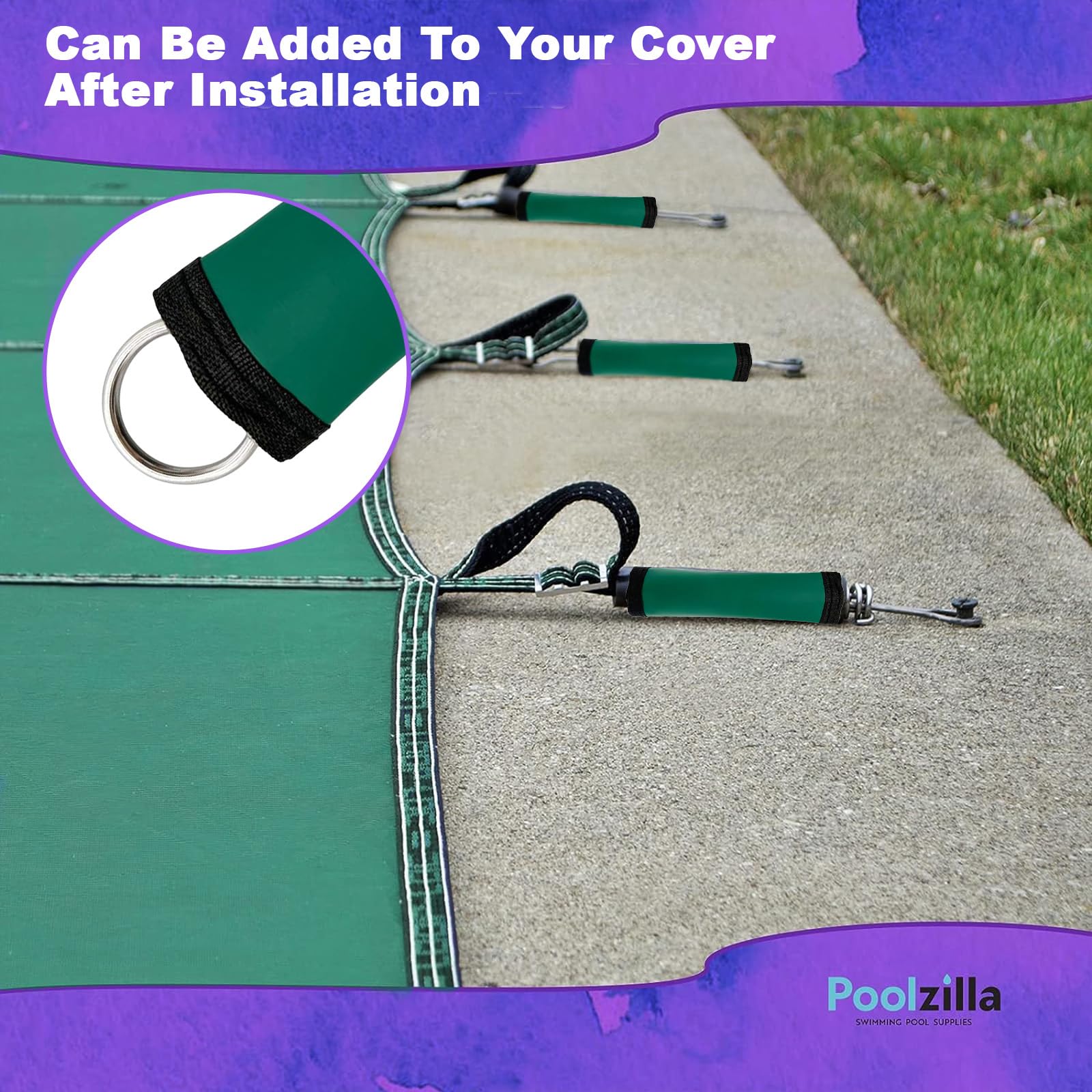 Poolzilla sleeve beside coin for scale showing compact protective size