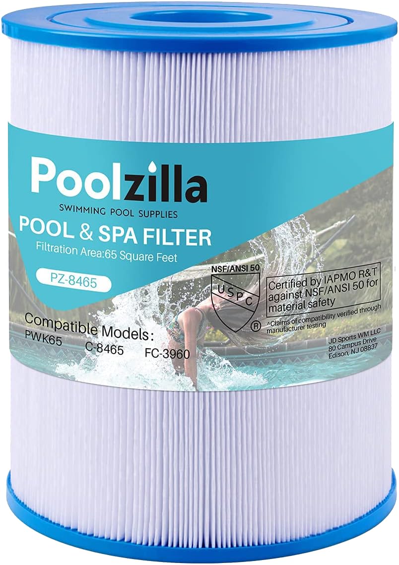 Poolzilla spa filter front view showing full pleated cylinder for reliable filtration