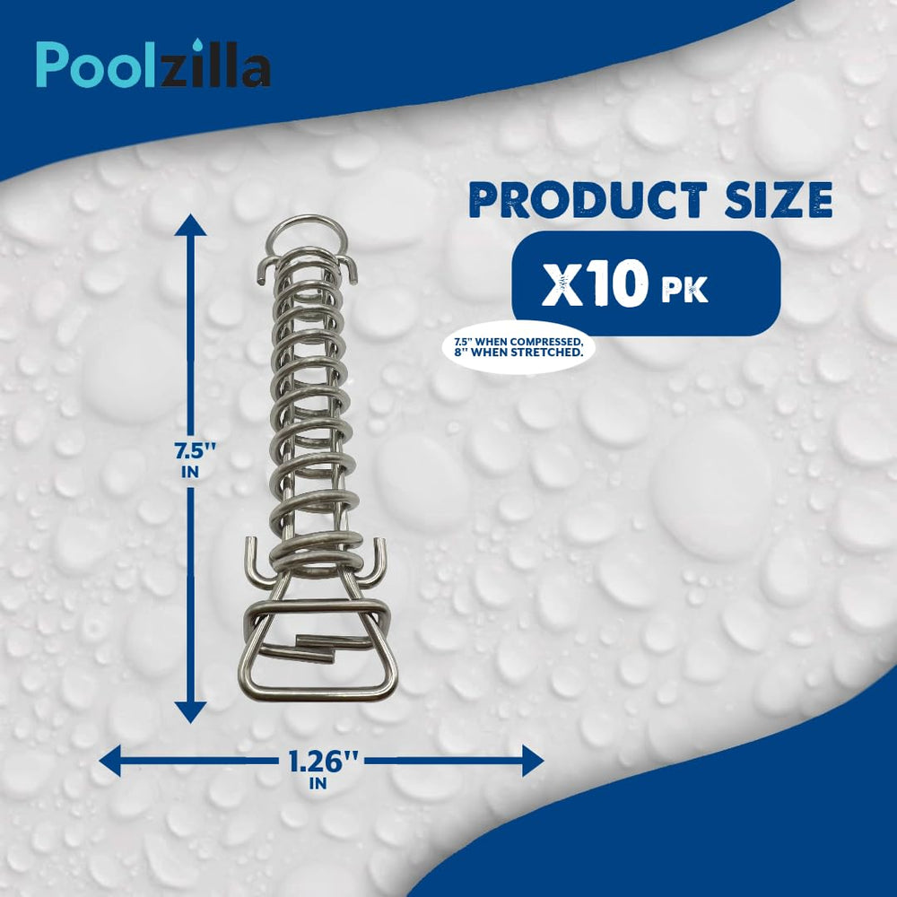 Poolzilla close-up of spring coils highlighting corrosion-resistant stainless steel