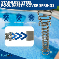 Poolzilla springs held in hand to show scale and easy-install benefit