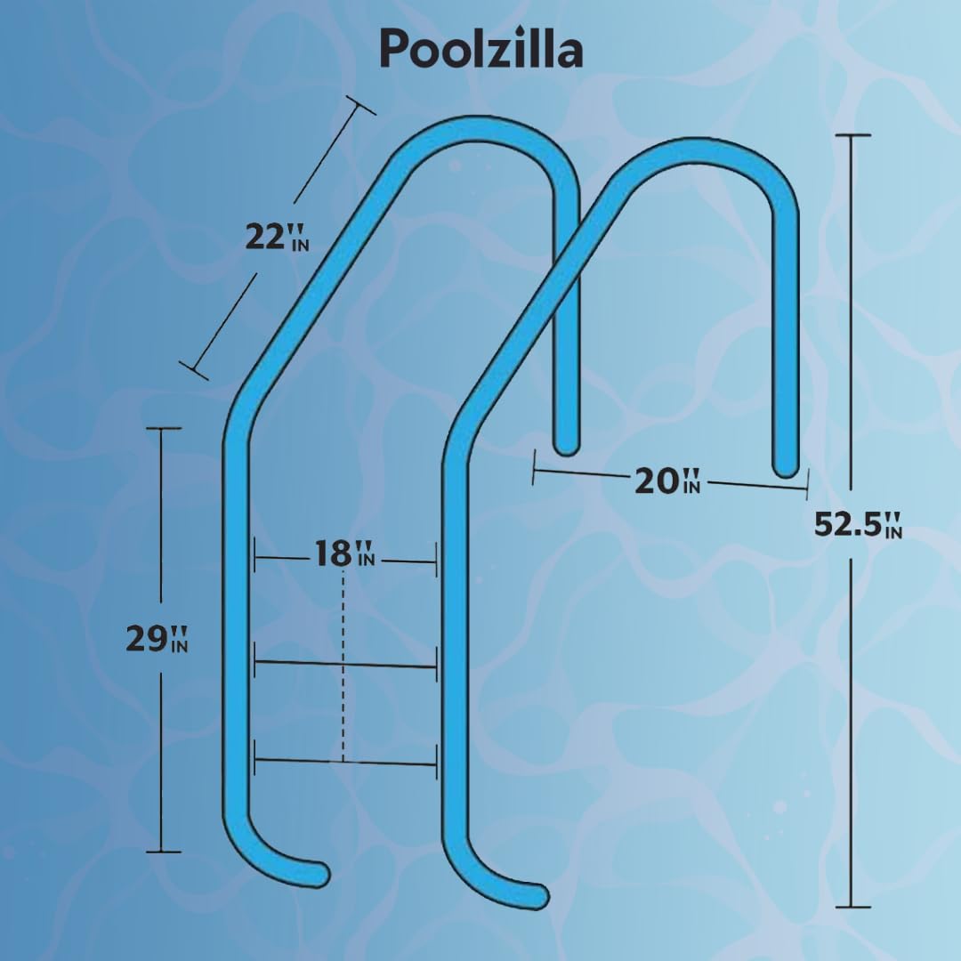 Poolzilla close-up of 316 stainless steel handrail highlighting corrosion resistance benefit
