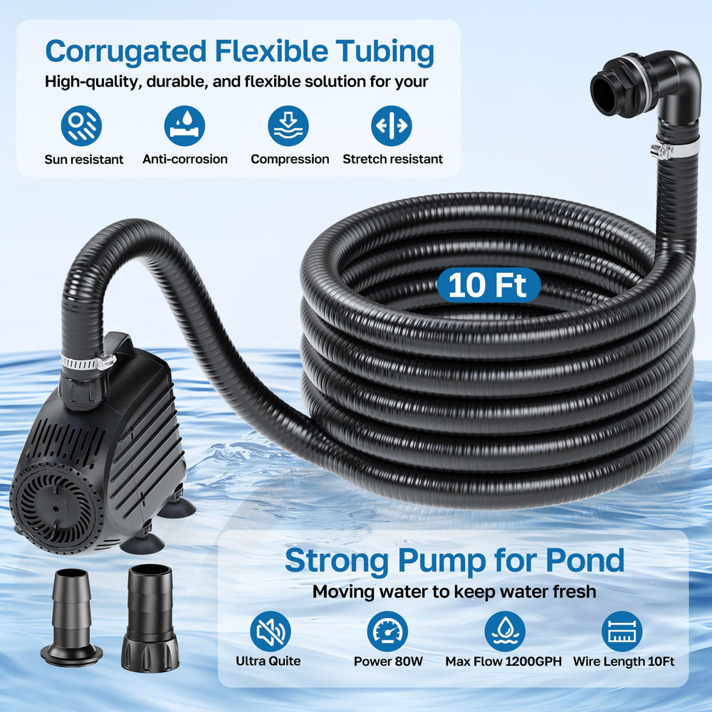 POPOSOAP 10 ft corrugated tubing laid out showing flexible, kink-resistant routing