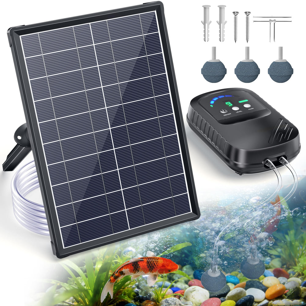 POPOSOAP front view showing pump and solar panel, clear setup benefit