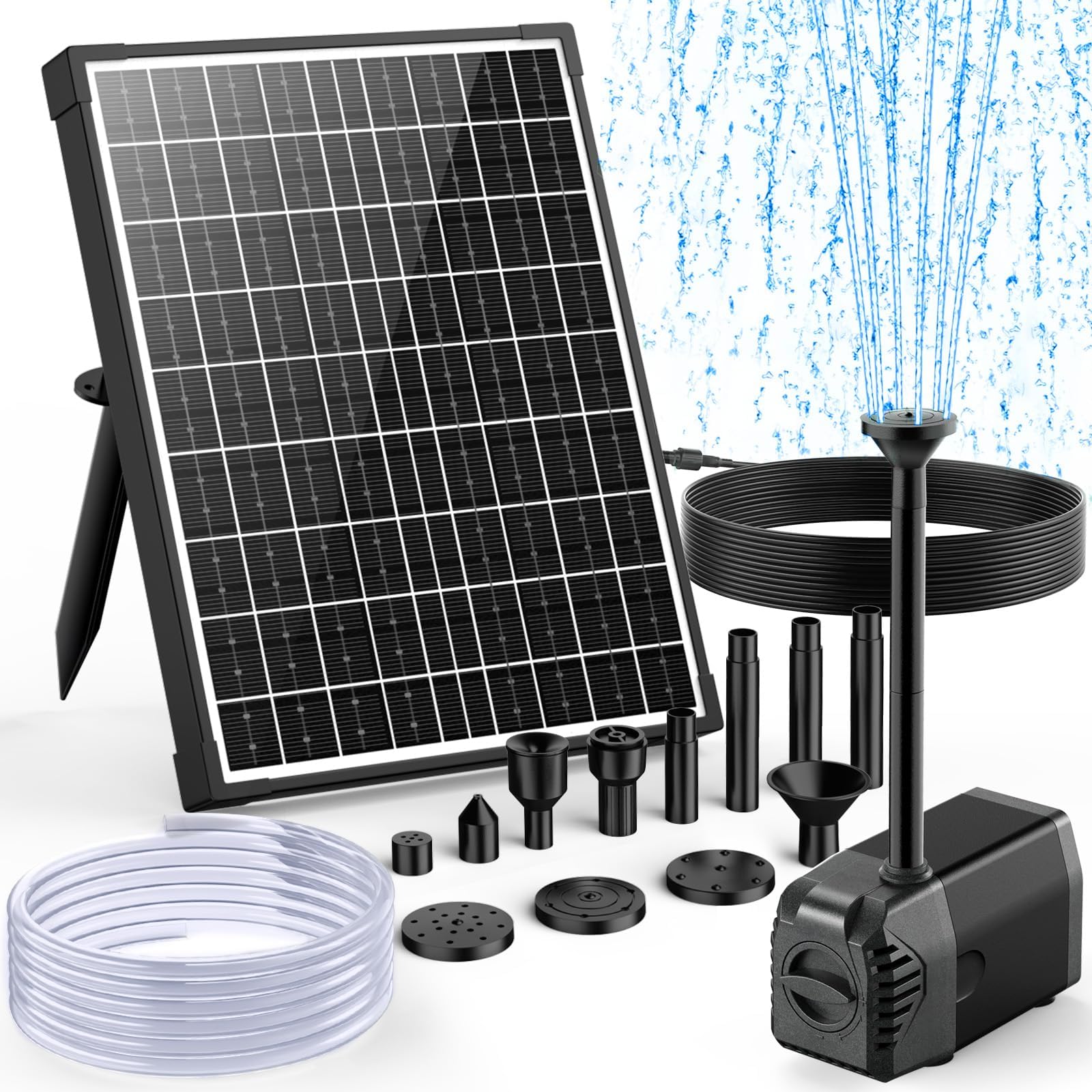 POPOSOAP front view showing solar panel and pump kit, highlights eco operation