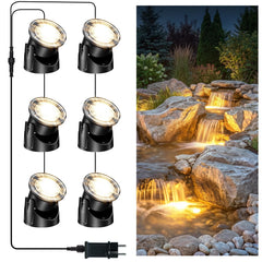 POPOSOAP front view of six-head set showing uniform pond illumination benefit