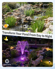 POPOSOAP RGB lights illuminating pond at night for eye-catching ambiance