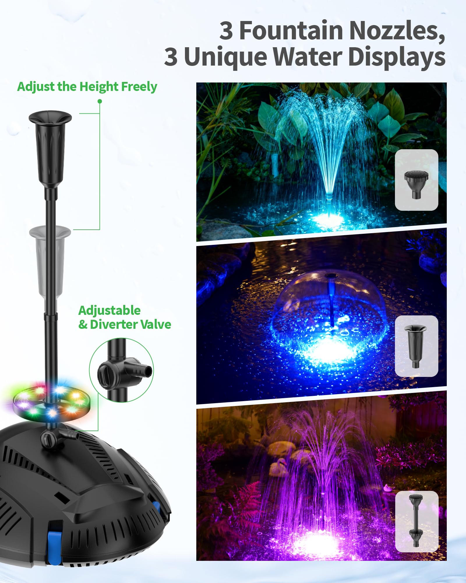 POPOSOAP RGB LED strip lit in multiple colors for nighttime ambiance