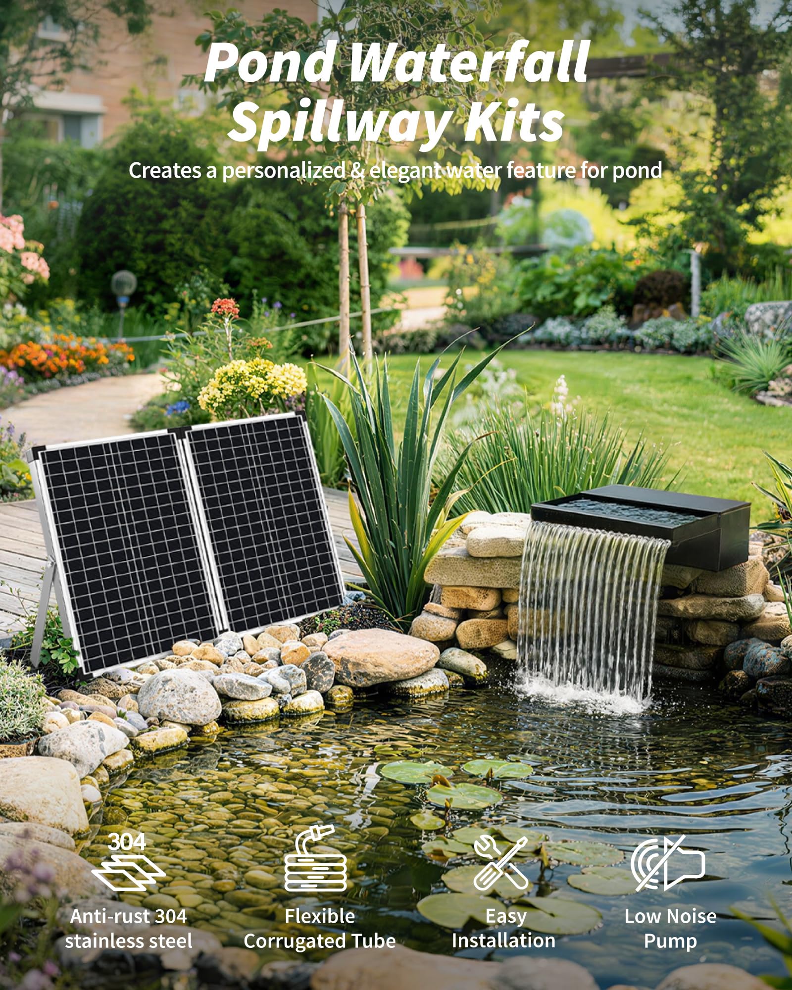 POPOSOAP foldable 55W solar panel angled to sun to maximize energy collection benefit