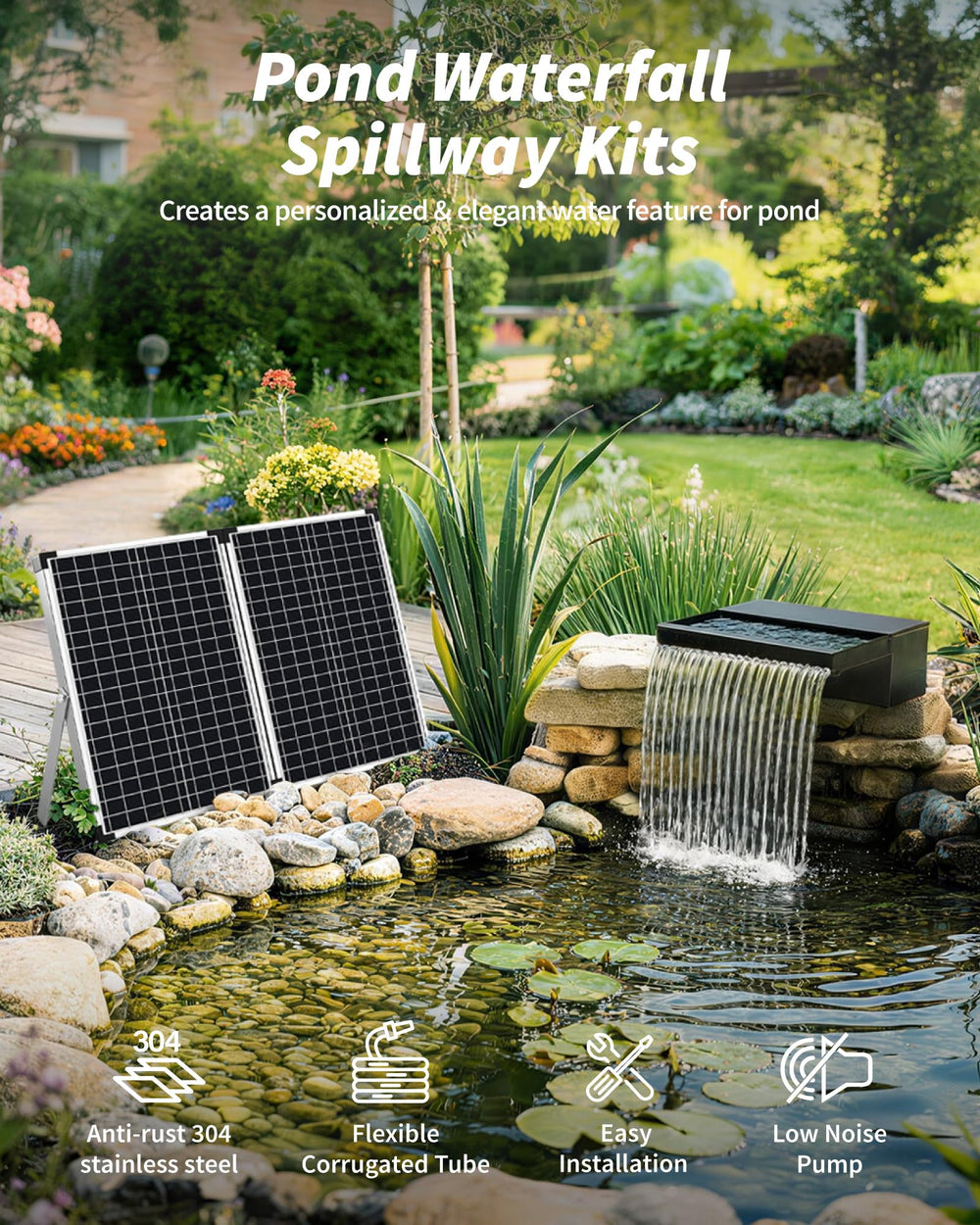 POPOSOAP foldable 55W solar panel angled to sun to maximize energy collection benefit