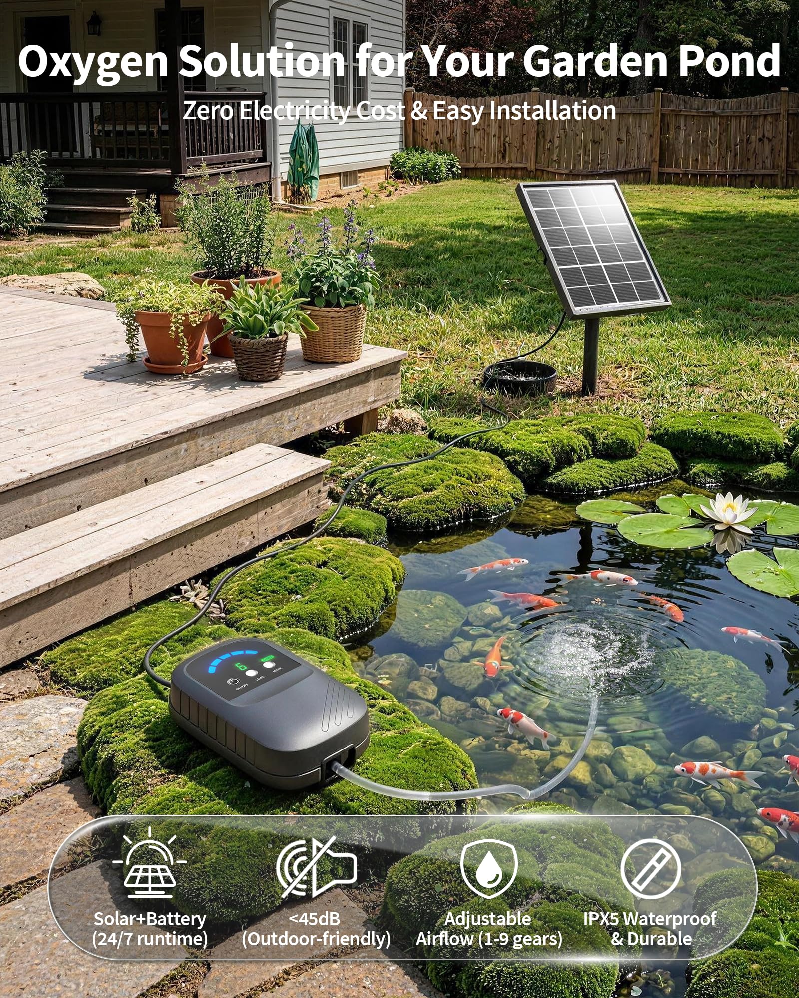 POPOSOAP solar panel mounted in sun providing reliable energy charging for pump