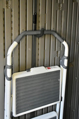 Pop's Parts Plus metal hook supporting garden tools to maximize shed space