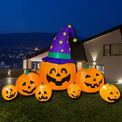 Poptrend front view of seven pumpkins inflated and festive benefit: high curb appeal