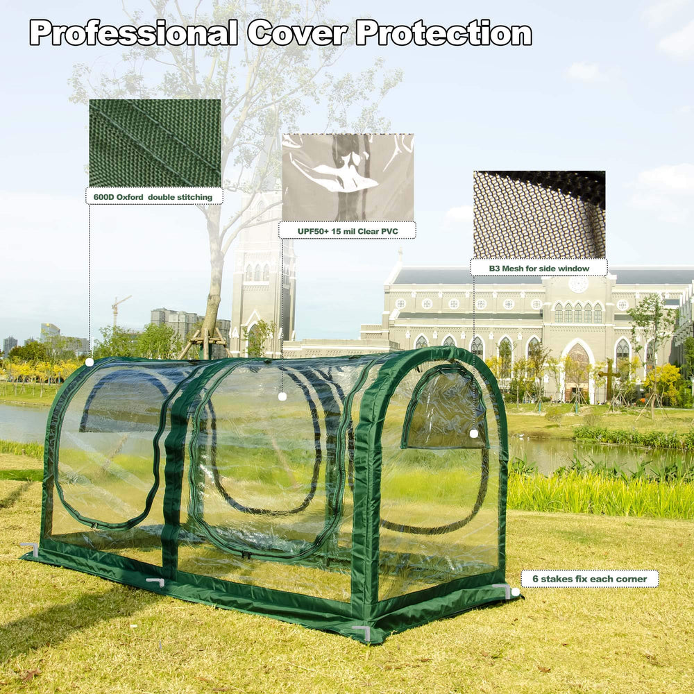 porayhut double zipper and roll-up door for easy access