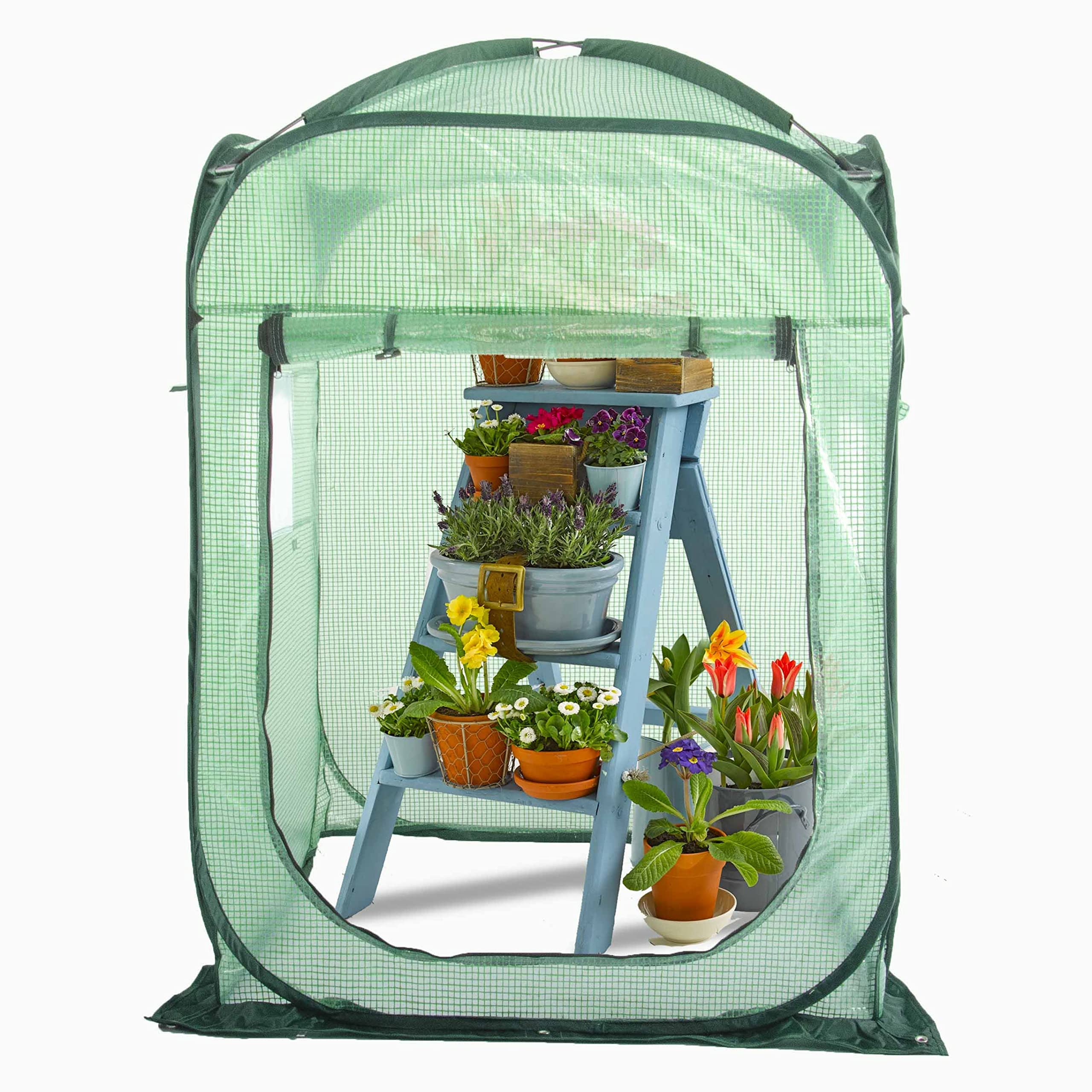 porayhut front view assembled showing spacious shelter and plant protection
