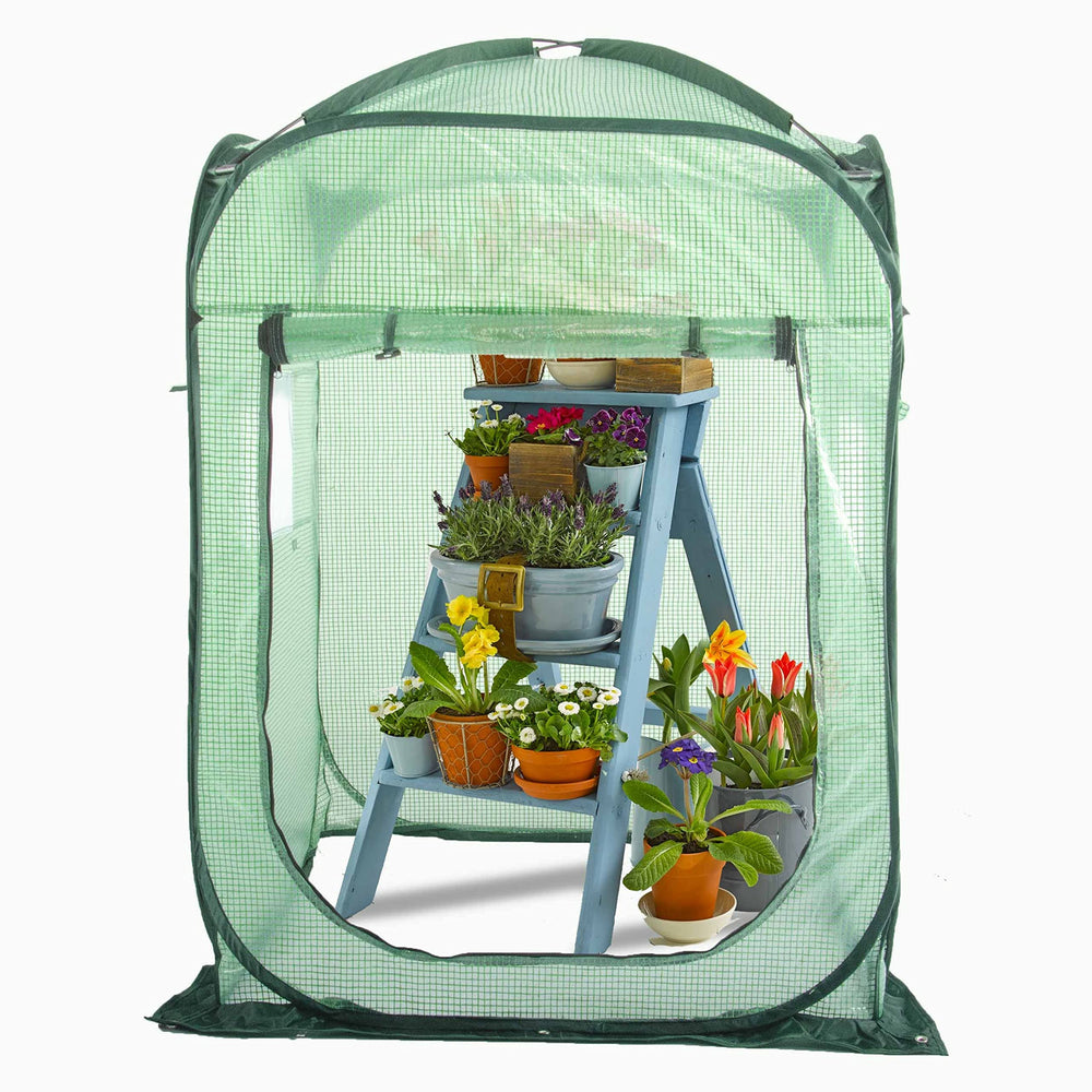 porayhut front view assembled showing spacious shelter and plant protection