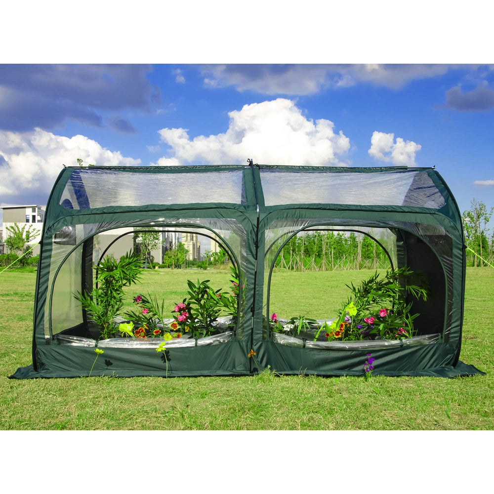porayhut front view showing full greenhouse and easy access benefit