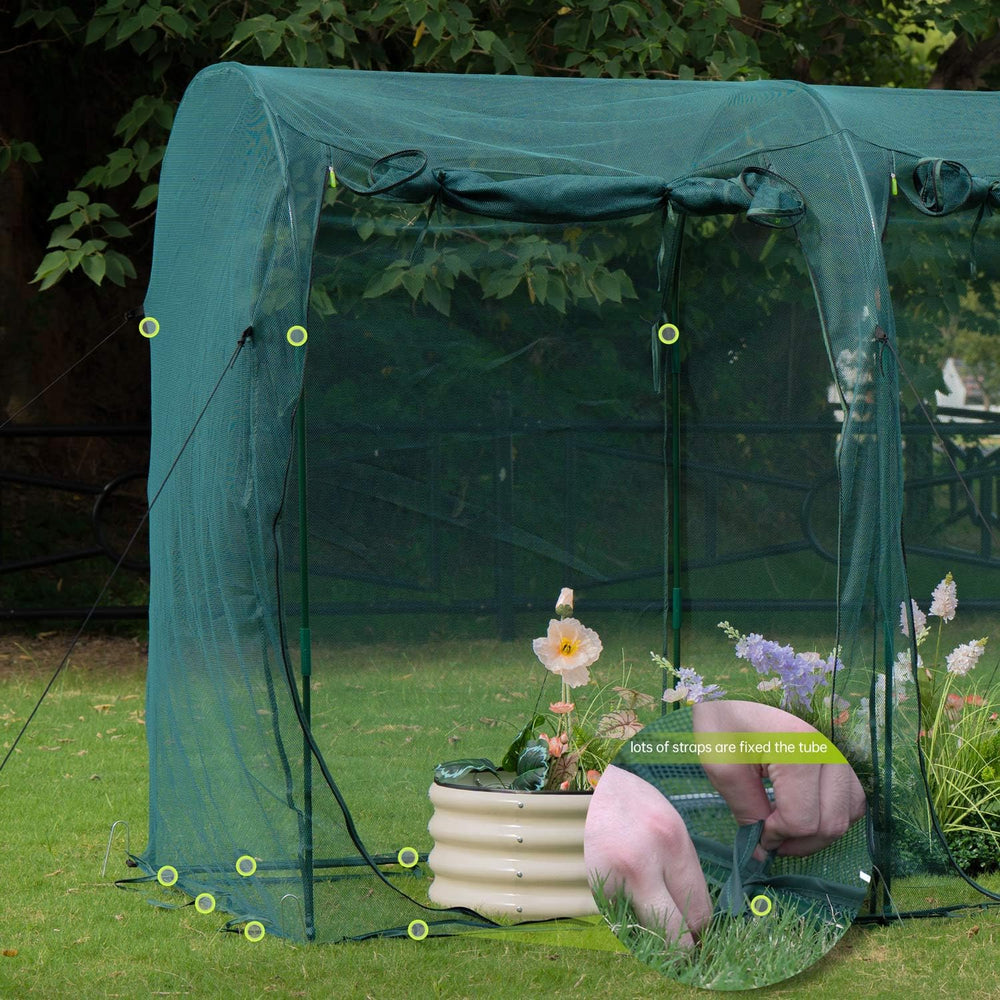 porayhut gardener harvesting inside cage showing comfortable access