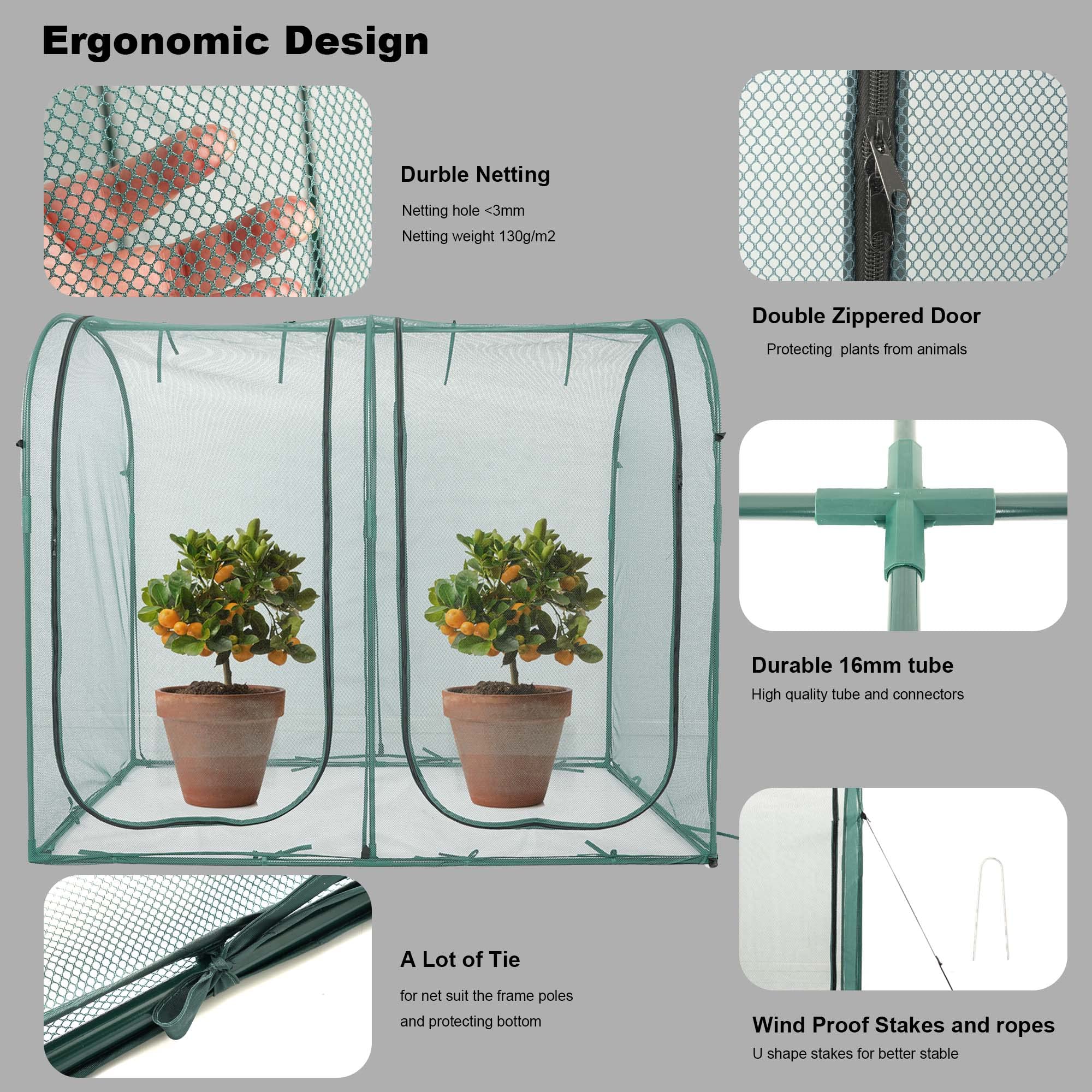 porayhut open door access with double zipper for easy pruning and harvesting