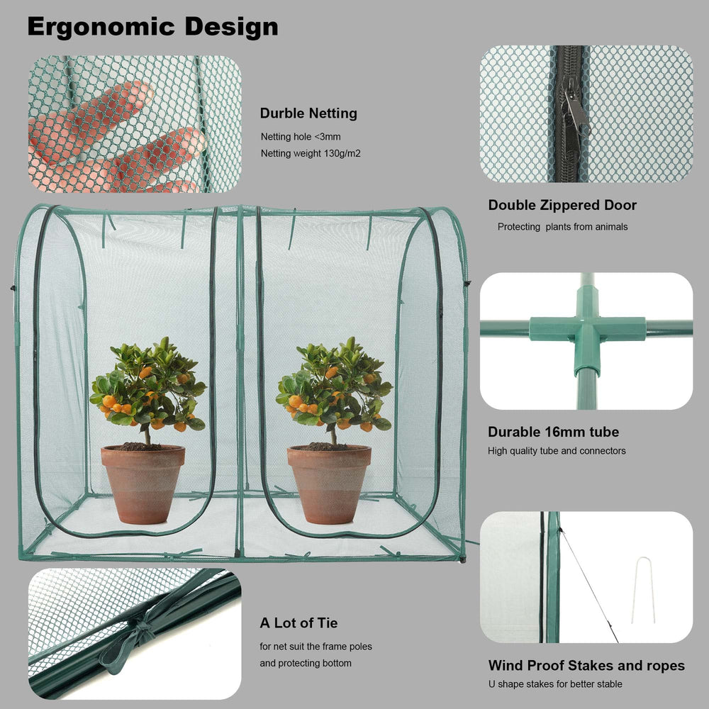 porayhut open door access with double zipper for easy pruning and harvesting