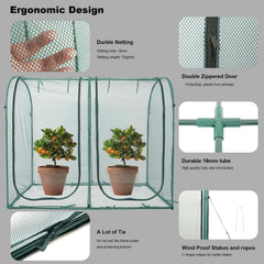 porayhut open door with double zippers for easy access and plant care
