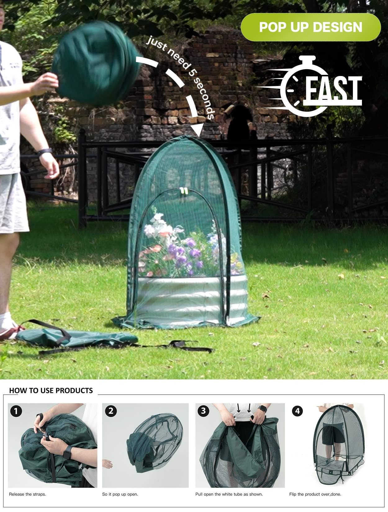 porayhut covering vegetables in garden to prevent bird damage