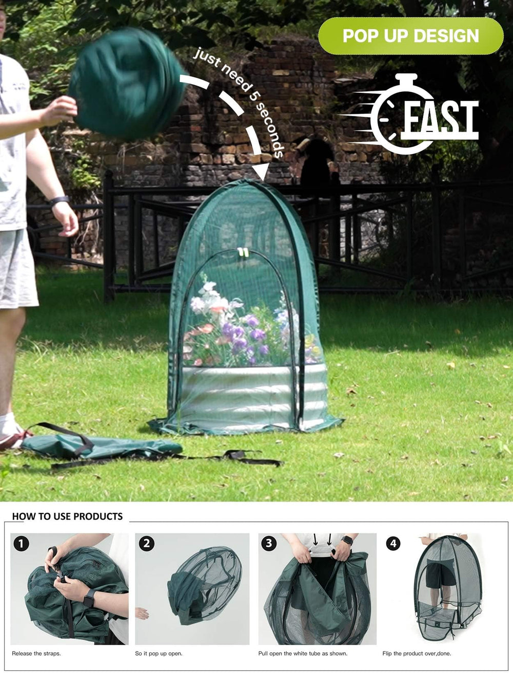 porayhut covering vegetables in garden to prevent bird damage