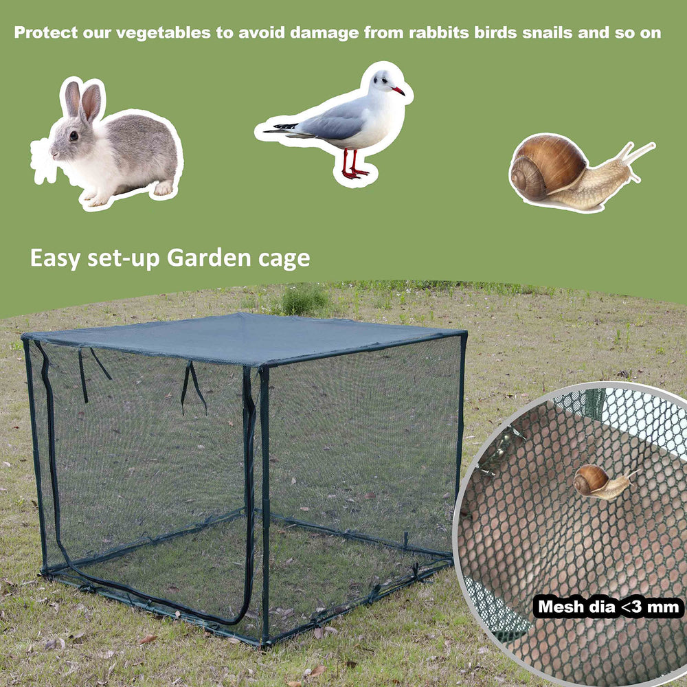 porayhut staked in a raised bed securing the cover against wind