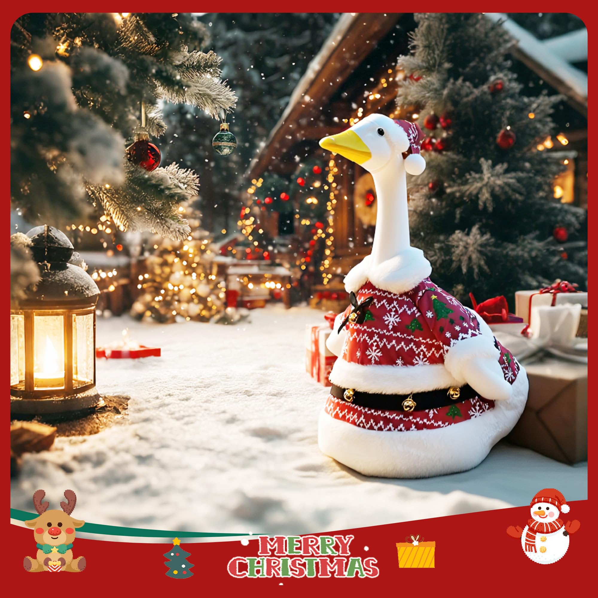 Generic porch goose close-up of Christmas pattern highlighting decorative details
