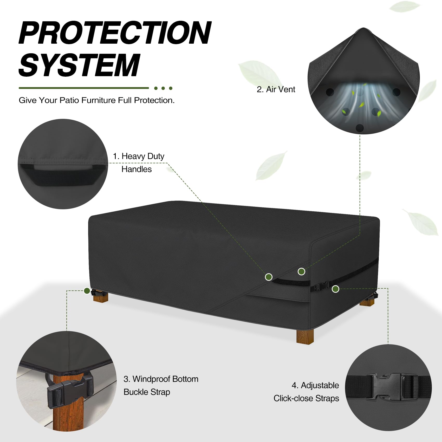 Porch Shield adjustable strap and buckle close-up securing cover against wind