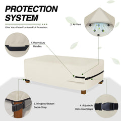 Porch Shield buckle strap at base securing cover against wind and movement