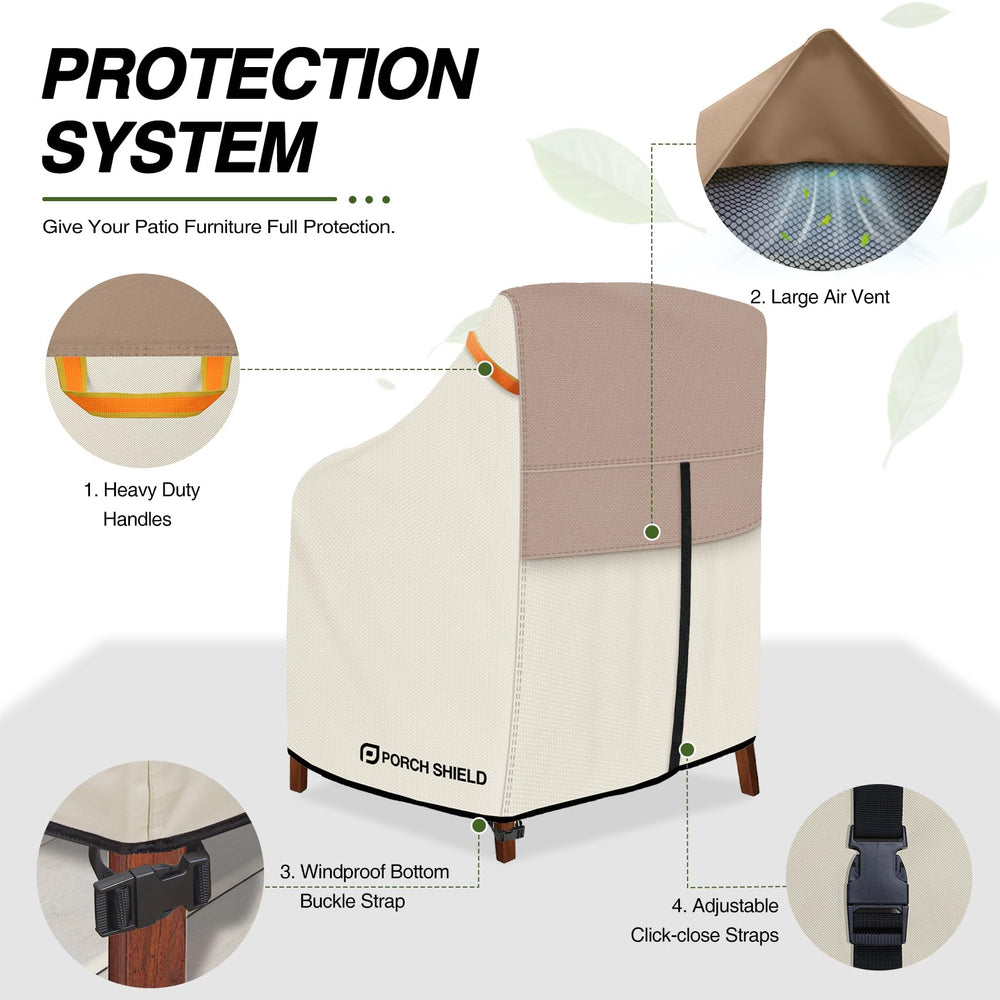 Porch Shield buckle and strap close-up securing cover against wind