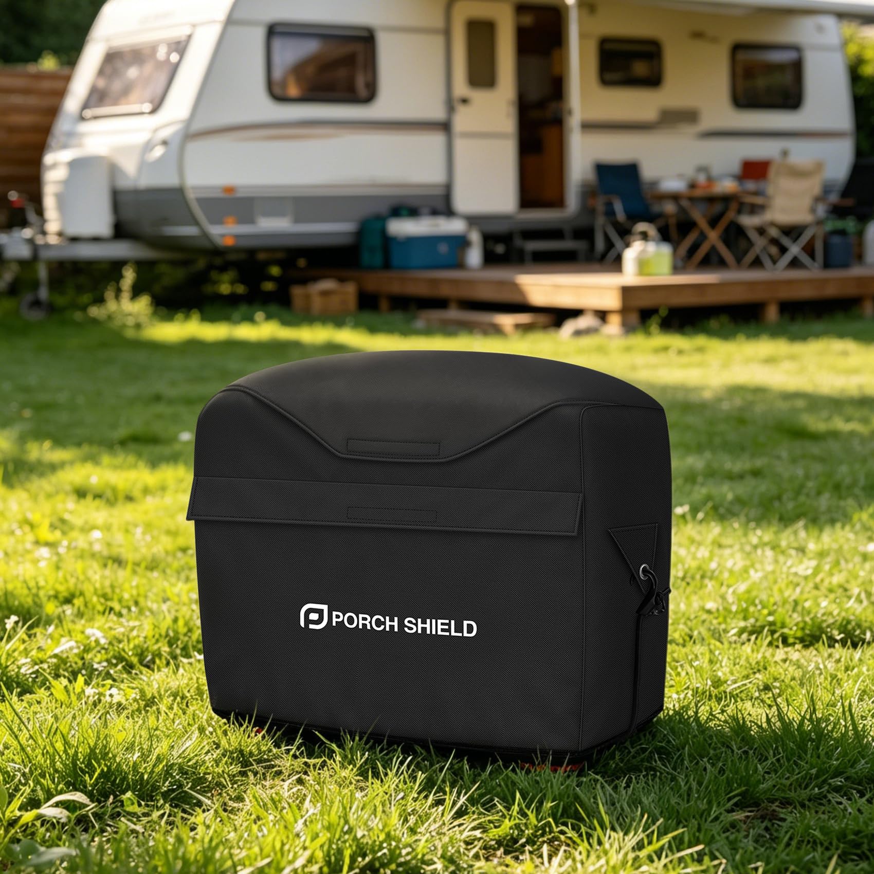 Porch Shield folded compactly ready for transport and storage convenience