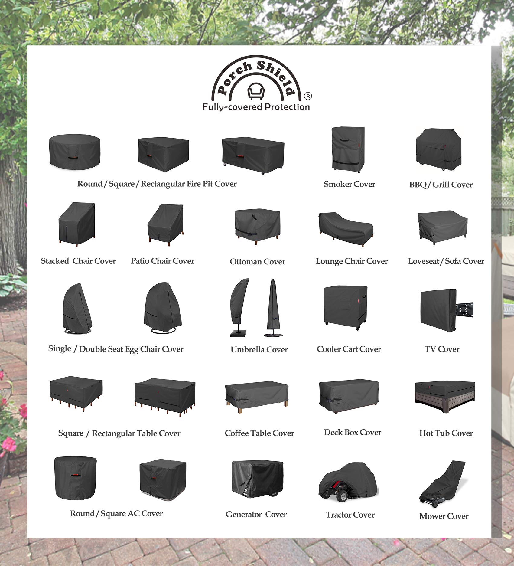 Porch Shield folded compactly for storage saving space when not in use
