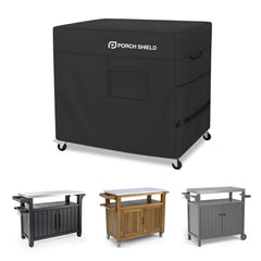 Porch Shield front view showing full coverage and clean lines protecting a prep table