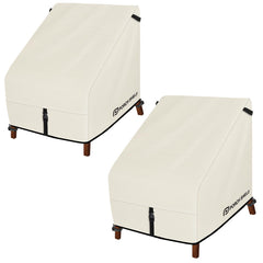 Porch Shield front view on beige Adirondack chair showing full coverage and protection