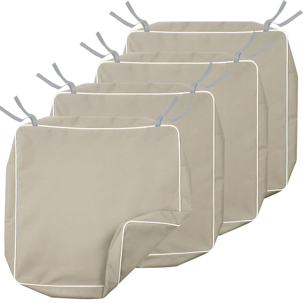 Porch Shield front view set of four beige covers showing neat fit and protection
