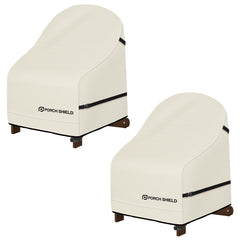 Porch Shield front view of beige chair cover showing full protection