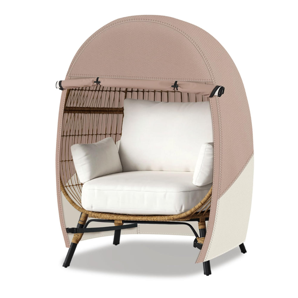 Porch Shield front view cover on egg chair showing full protection