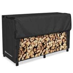 Porch Shield front view fitted on 8ft rack keeps wood dry and organized