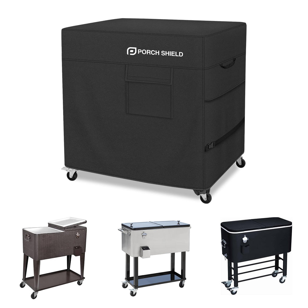 Porch Shield front view showing full cover protecting cooler cart