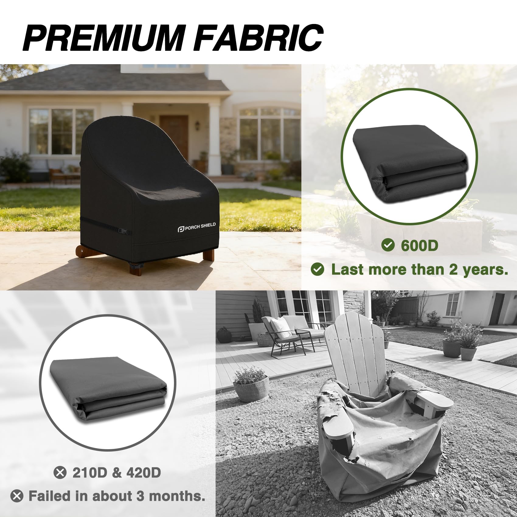 Porch Shield heavy-duty woven handle for quick removal and hassle-free handling