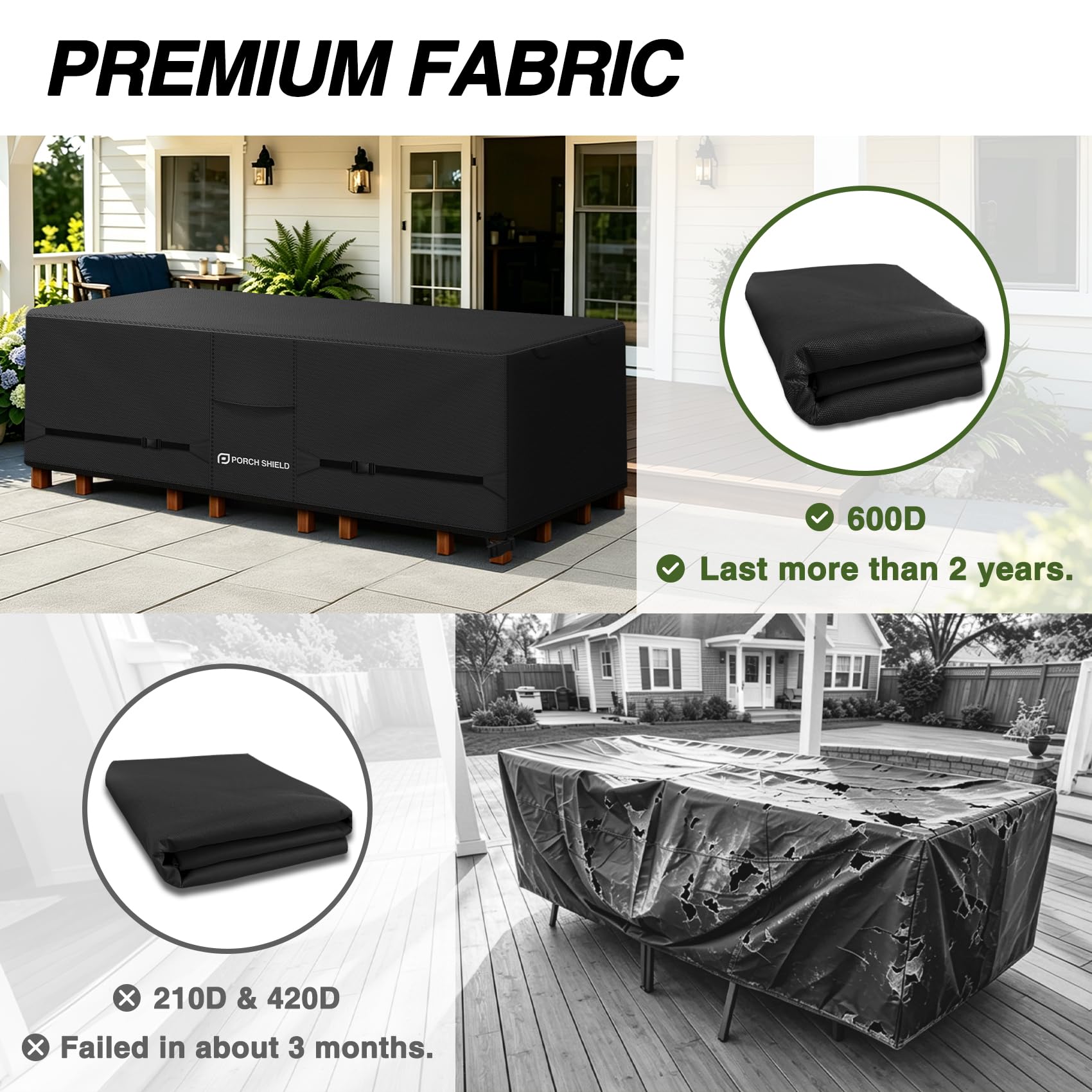 Porch Shield heavy-duty woven handle used to install cover for easy handling