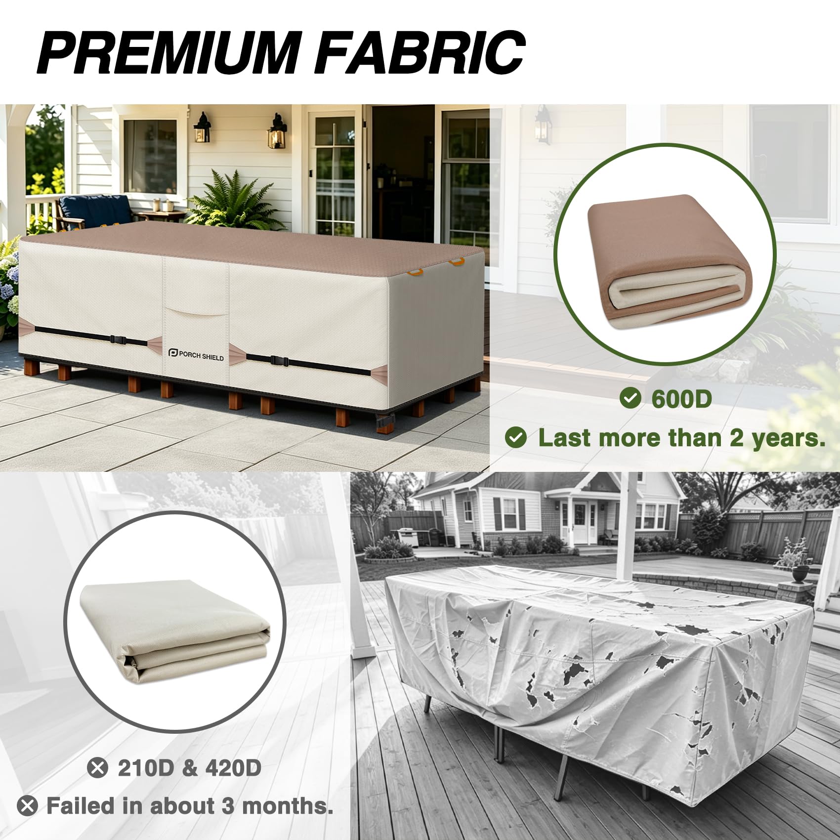 Porch Shield handle installation image showing heavy-duty ribbon handles for easy use