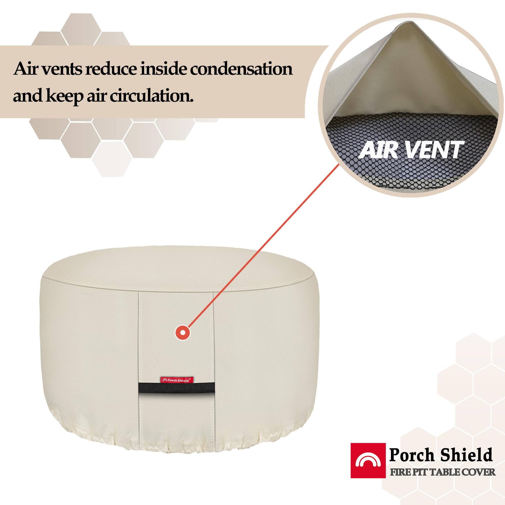Porch Shield heavy-duty ribbon weave handle on vent for easy installation
