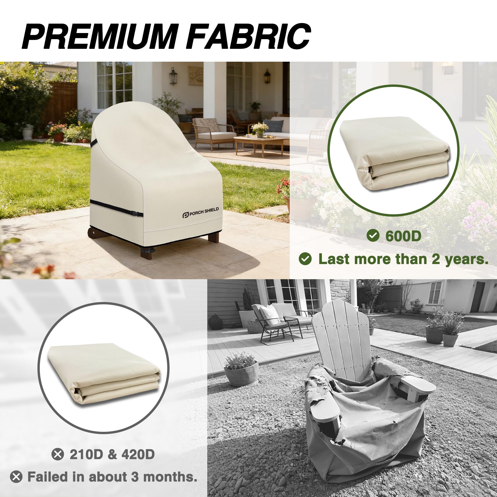 Porch Shield heavy-duty handles for easy install and removal benefit