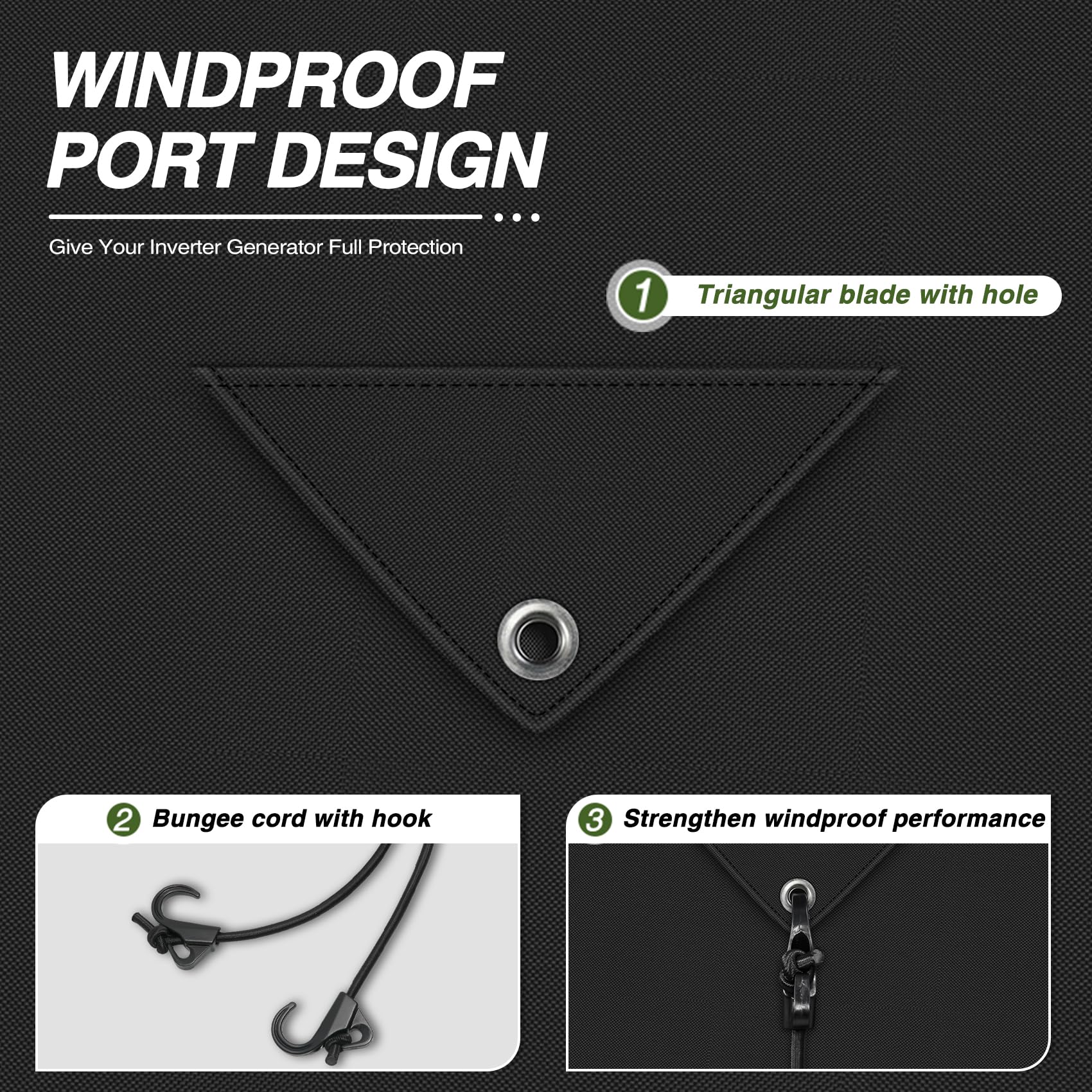 Porch Shield large front pocket holding cables and tools for organized storage