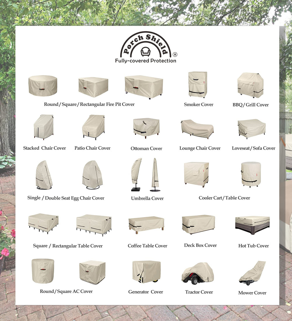 Porch Shield covered chairs in patio setting for year-round furniture care