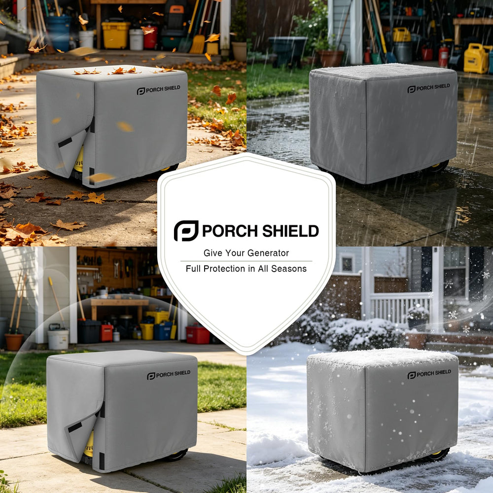 Porch Shield on porch setting protecting generator from rain and dust