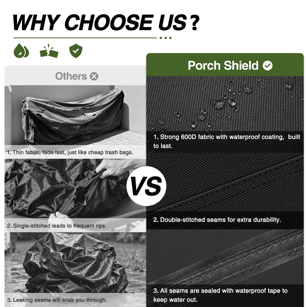 Porch Shield 600D oxford texture showing durable waterproof fabric benefit